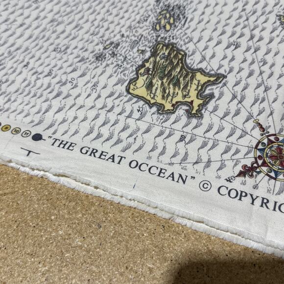 VTG The Mulberry Co Fabric Piece 55”x56” The Great Ocean Design ~ 1993 - Picture 2 of 10